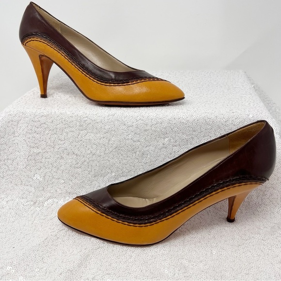 Andrew Gellar made in Italy brown and mustard yellow pumps. Size 7.5 women’s - Picture 15 of 16